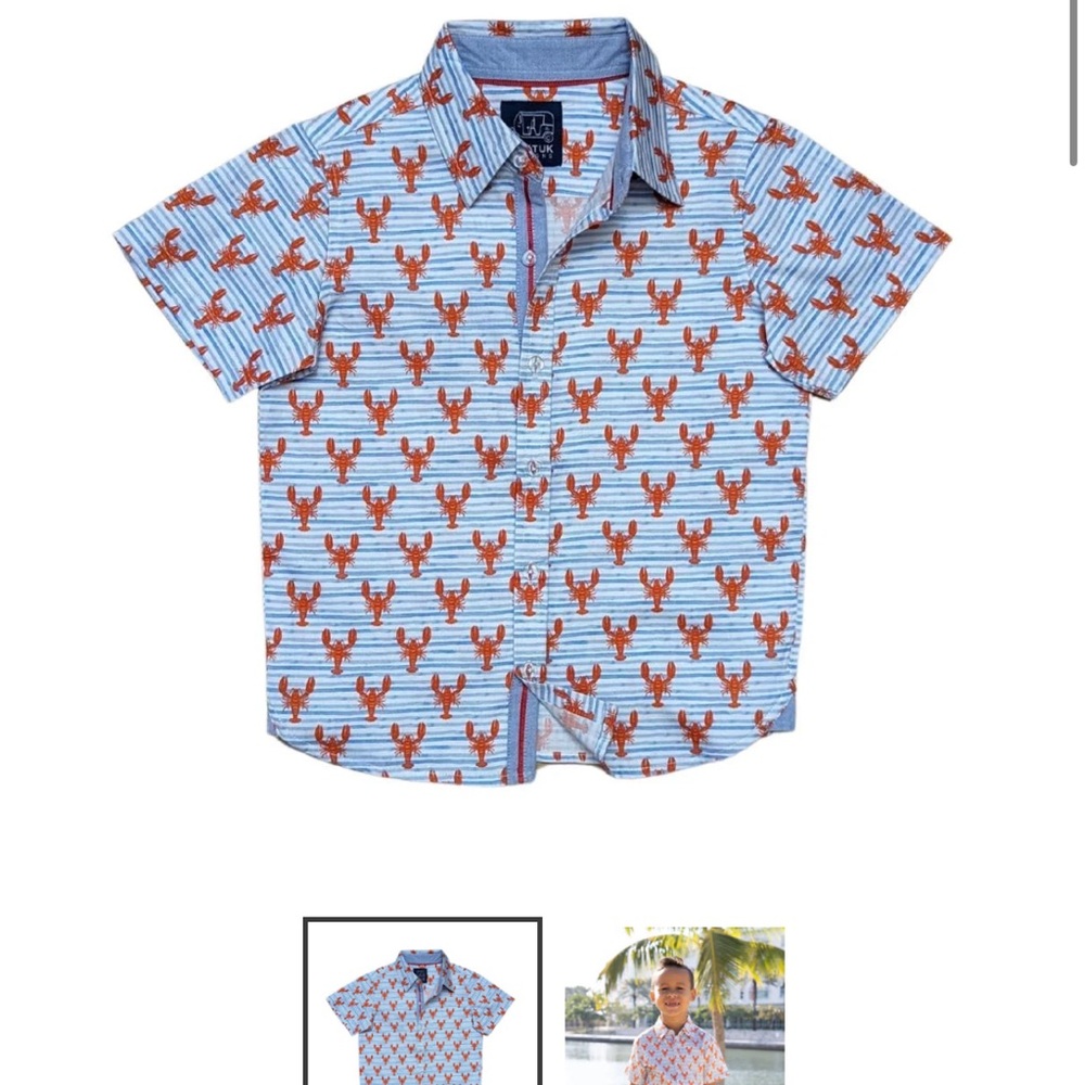 Tuck tuk designs KidsOrange Lobster Print Polo Shirt size 3-4 like new used once